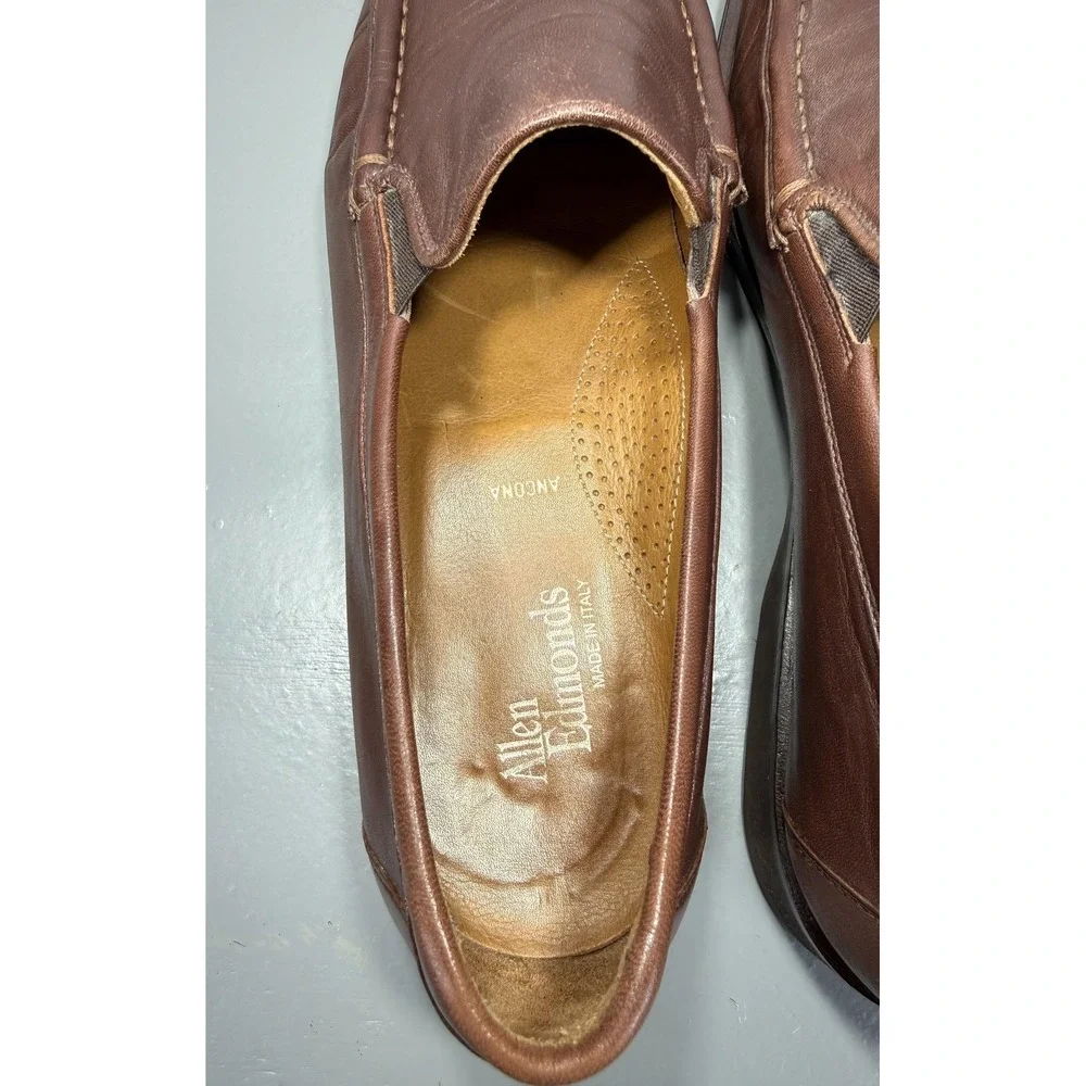 Allen Edmonds Shoes Mens Size‎ 11.5 B Brown Ancona Leather Loafers Made Italy